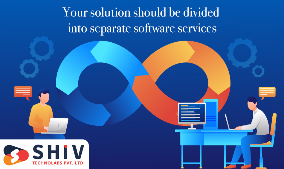Your solution should be divided into separate software services