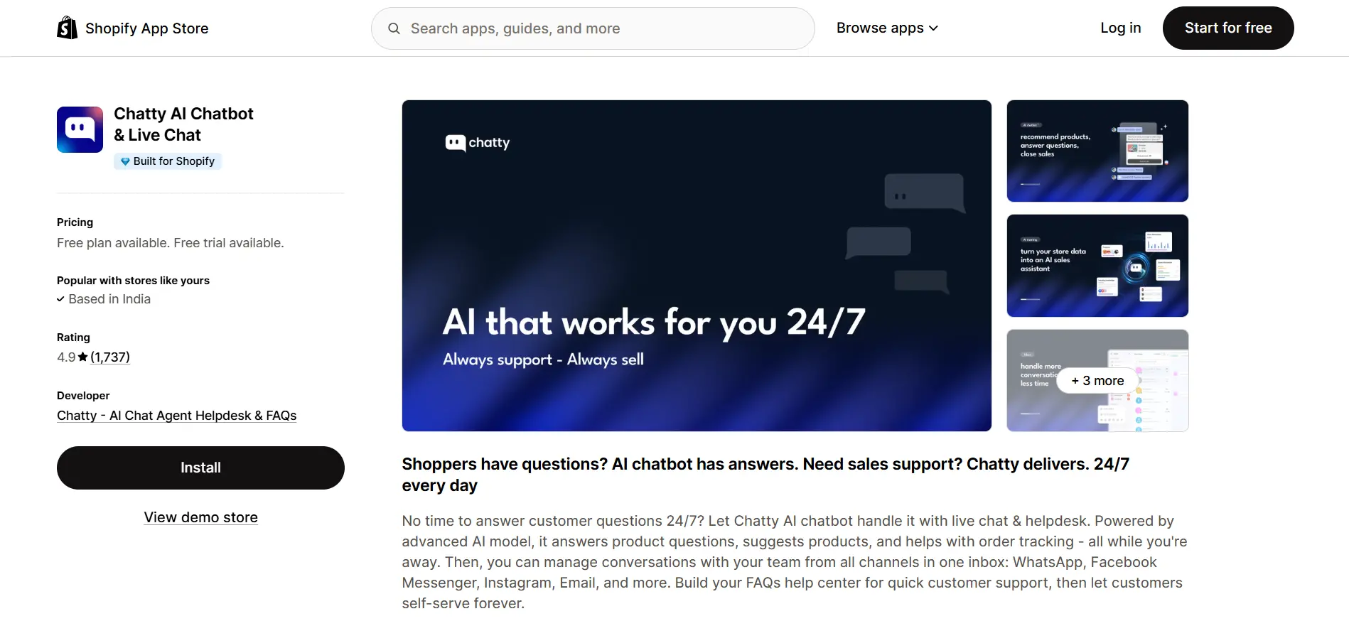 Chatty AI Chatbot & Live Chat